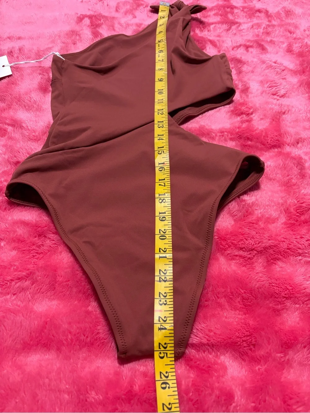 Vitamin A Cutout One Piece Swimsuit Brown One Shoulder Knot Detail XS NWT
